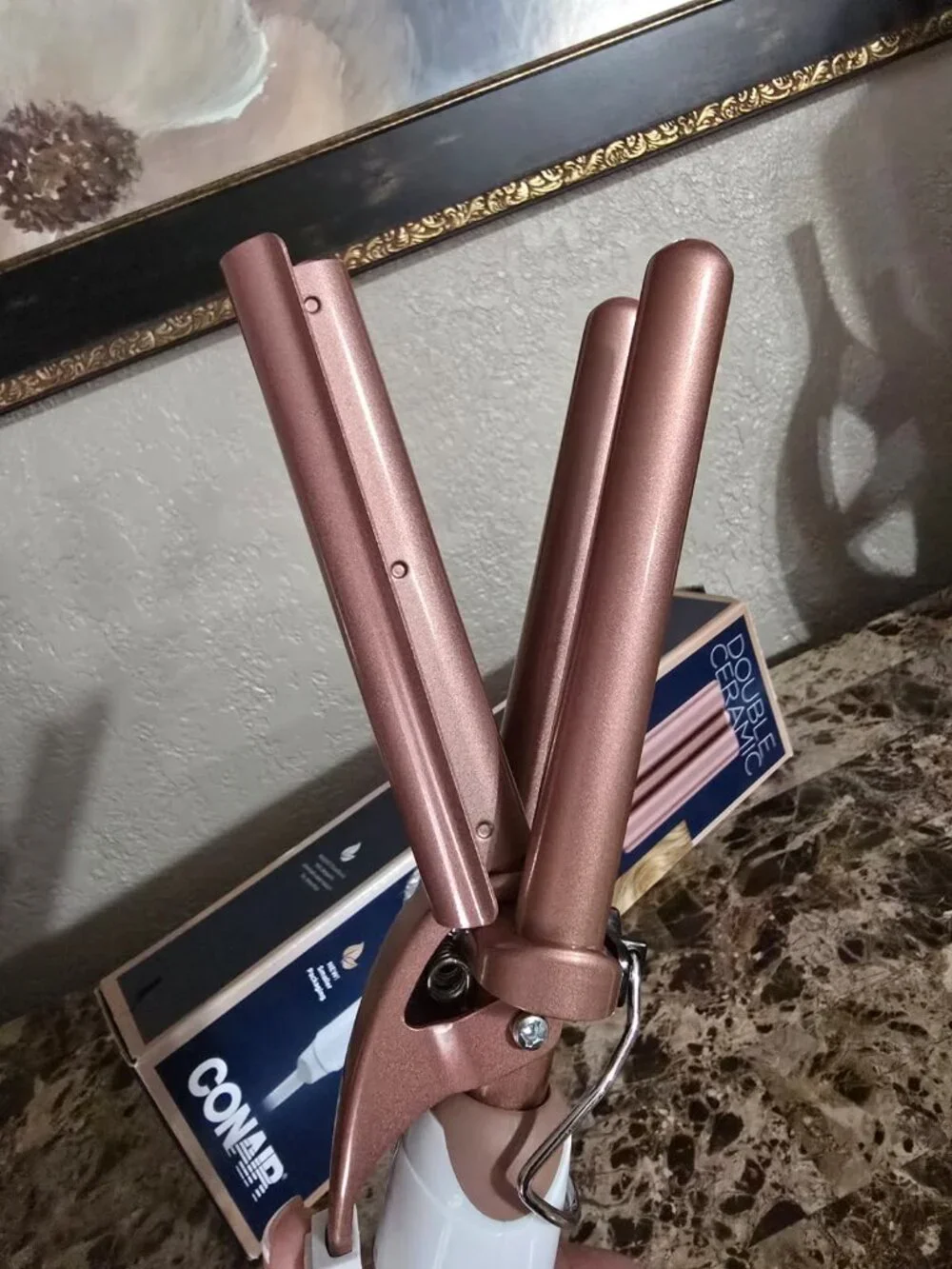 NEW Conair Double Ceramic Triple Barrel Waver Rose Gold Open Box